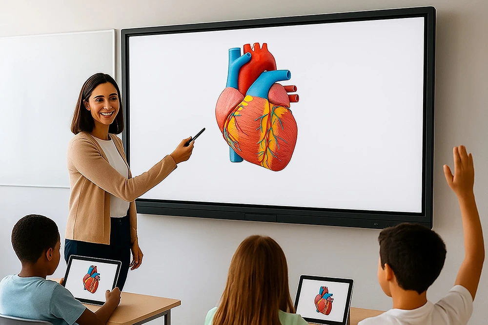 Teaching explaining using an Interactive Flat Panel with 3D Diagram