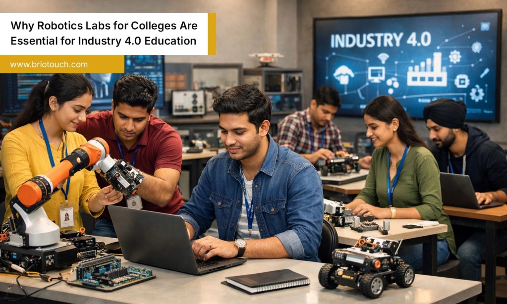Students Learning in Industry 4.0 Education Robotics Labs for Colleges