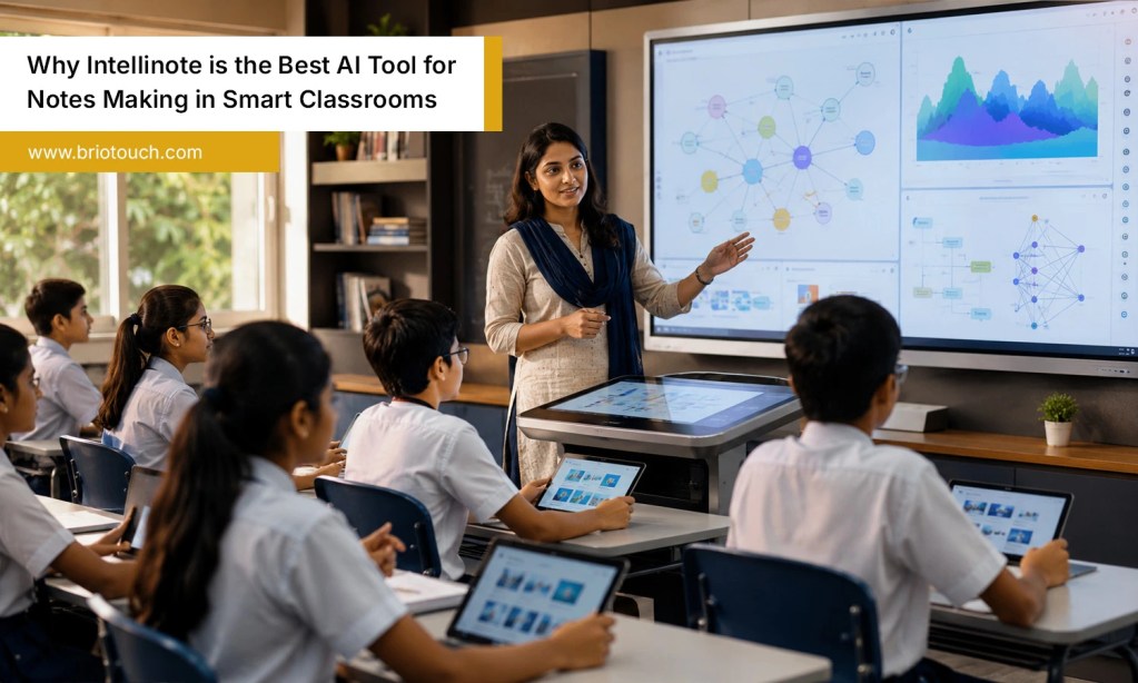 Indian classroom using ai writing software with smart board and interactive digital learning tools