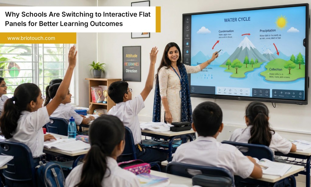 Indian classroom with interactive flat panel improving smart learning and student engagement