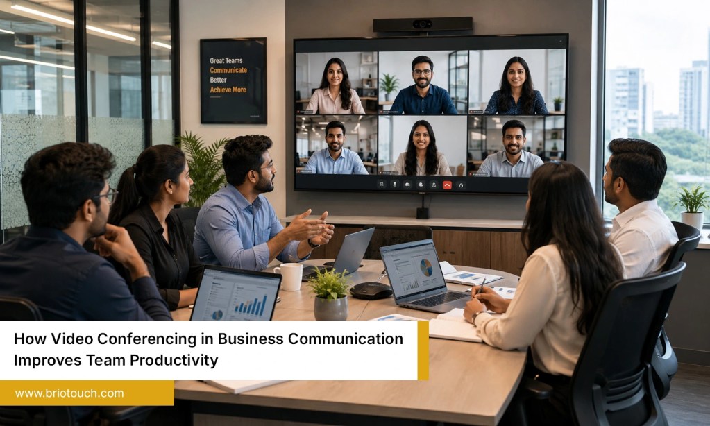 Indian professionals using video conferencing in business communication to collaborate in a modern hybrid workplace meeting